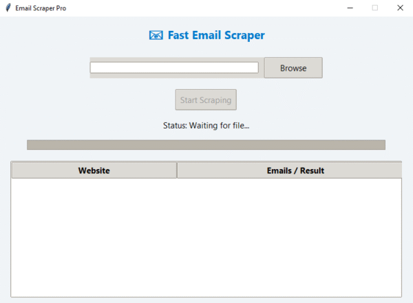 Website Email Extractor - Screen log